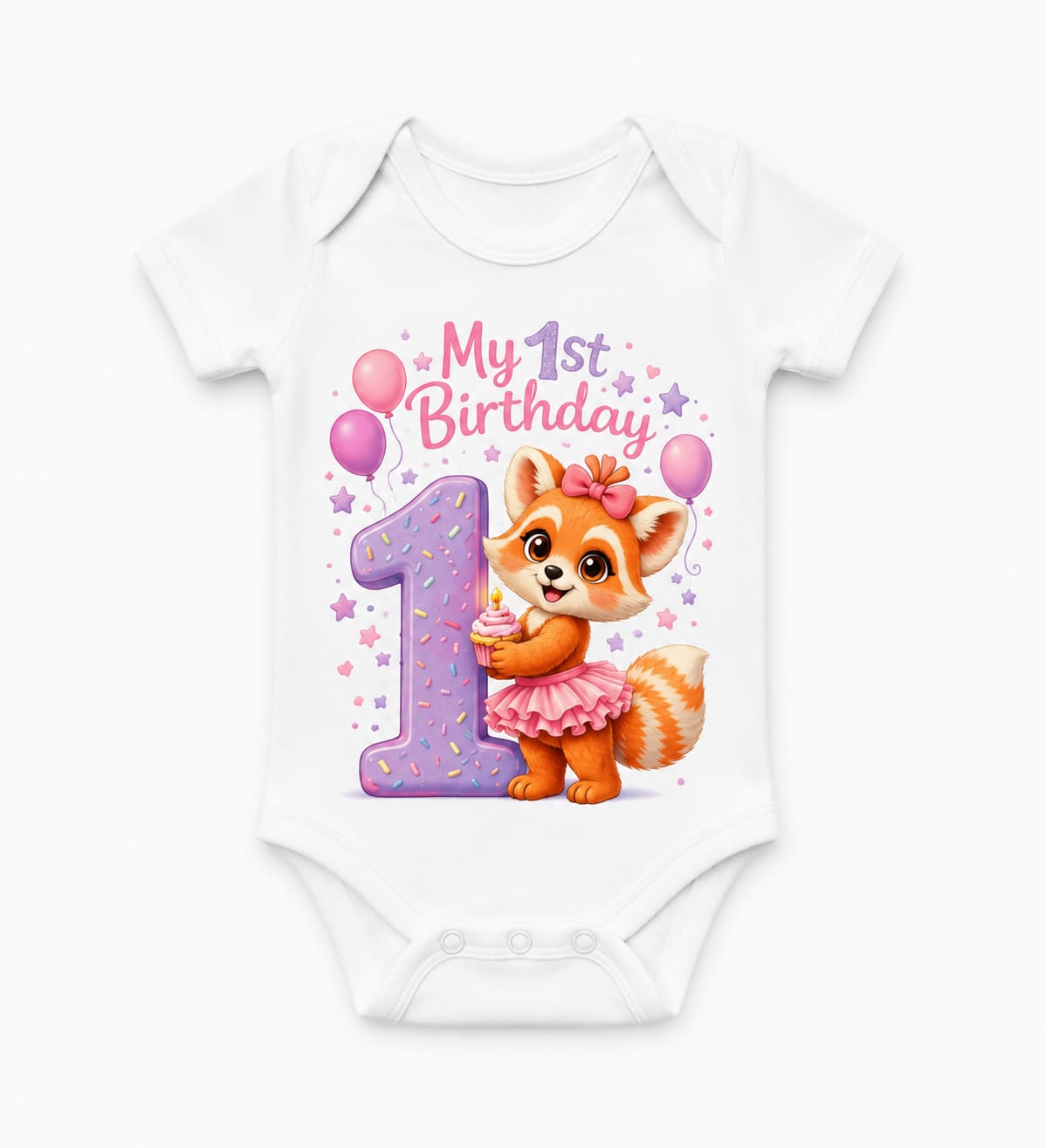 Castino® My 1st Birthday Red Panda Cotton Baby Bodysuit | Cute Birthday Design