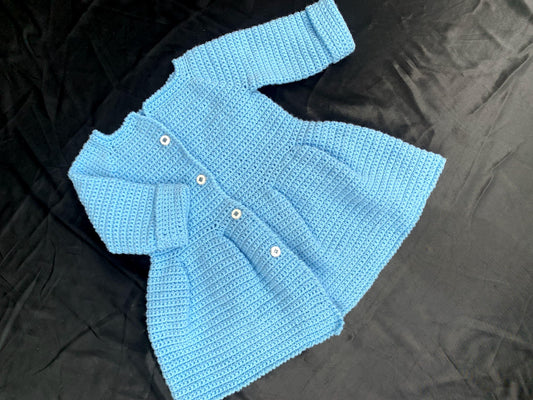 Hand-Crocheted Baby Blue Cardigan