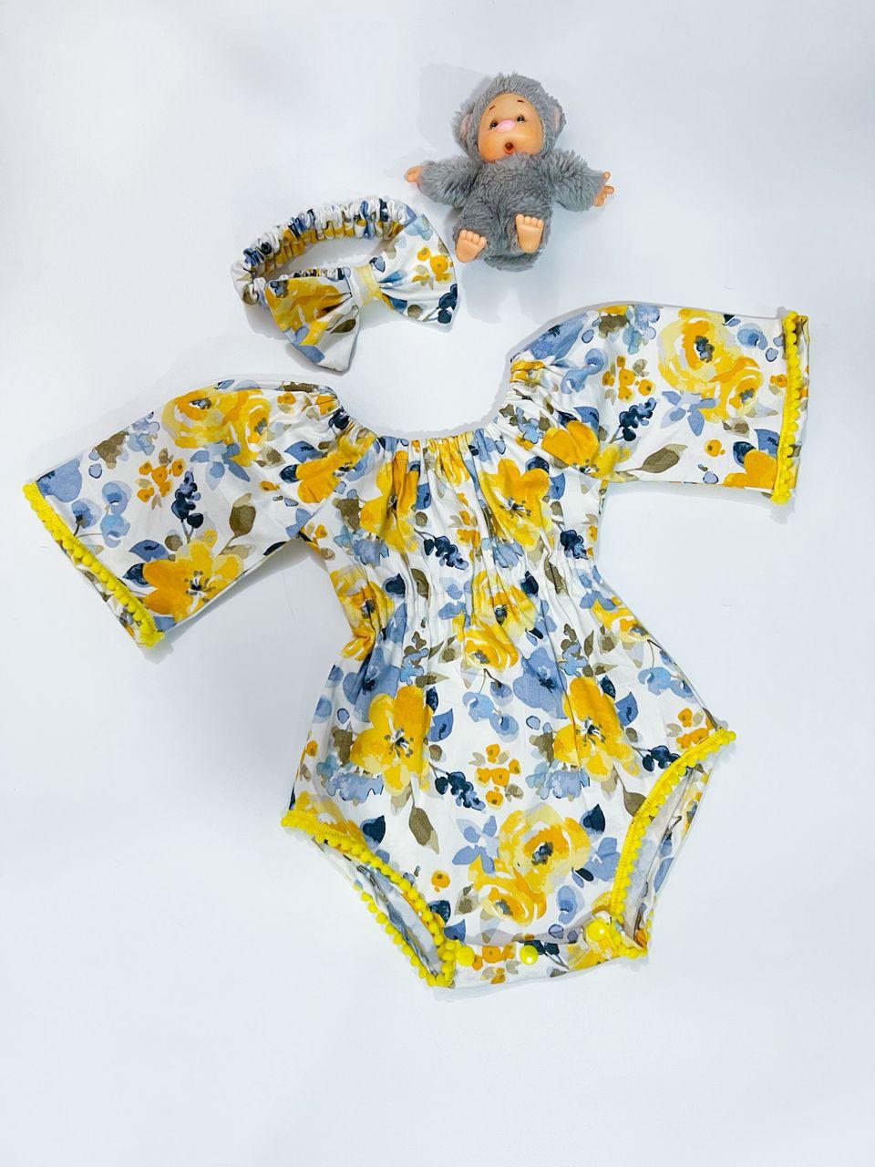 Floral Off-Shoulder Baby Romper