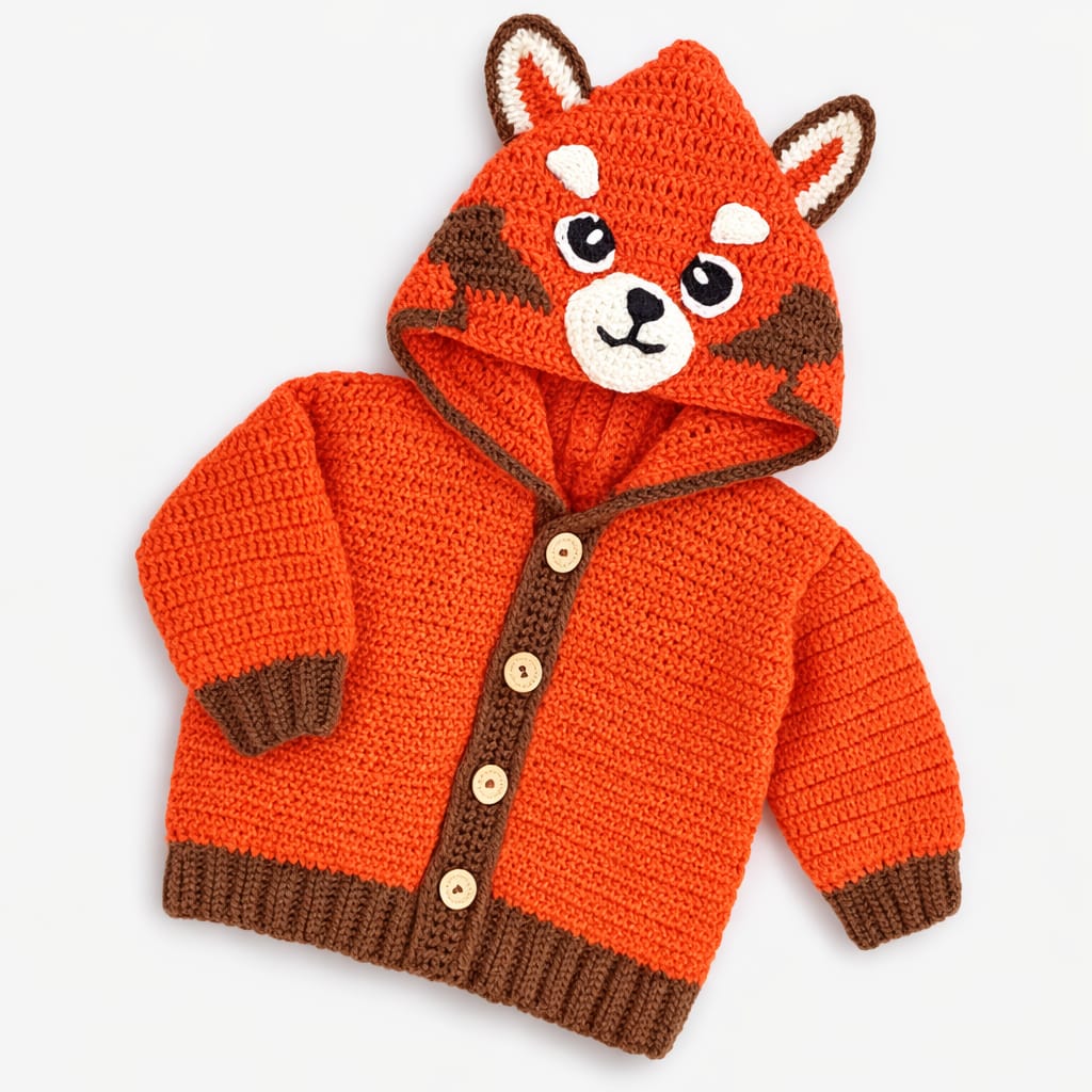 Tino Handmade Crochet Hoodie – Red Panda Inspired Baby & Toddler Hoodie