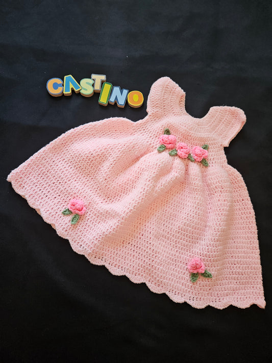 Handmade Crochet Baby Dress with Floral Details
