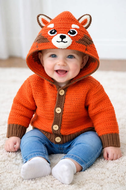Tino Handmade Crochet Hoodie – Red Panda Inspired Baby & Toddler Hoodie