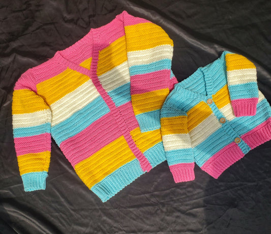 Pastel Harmony Crochet Cardigan Set